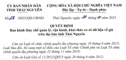 Thái Nguyên - Ban hành Quy chế quản lý, vận hành, khai thác cơ sở dữ liệu về giá