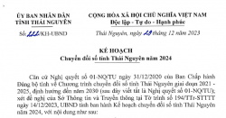 Kế hoạch chuyển đổi số tỉnh Thái Nguyên năm 2024