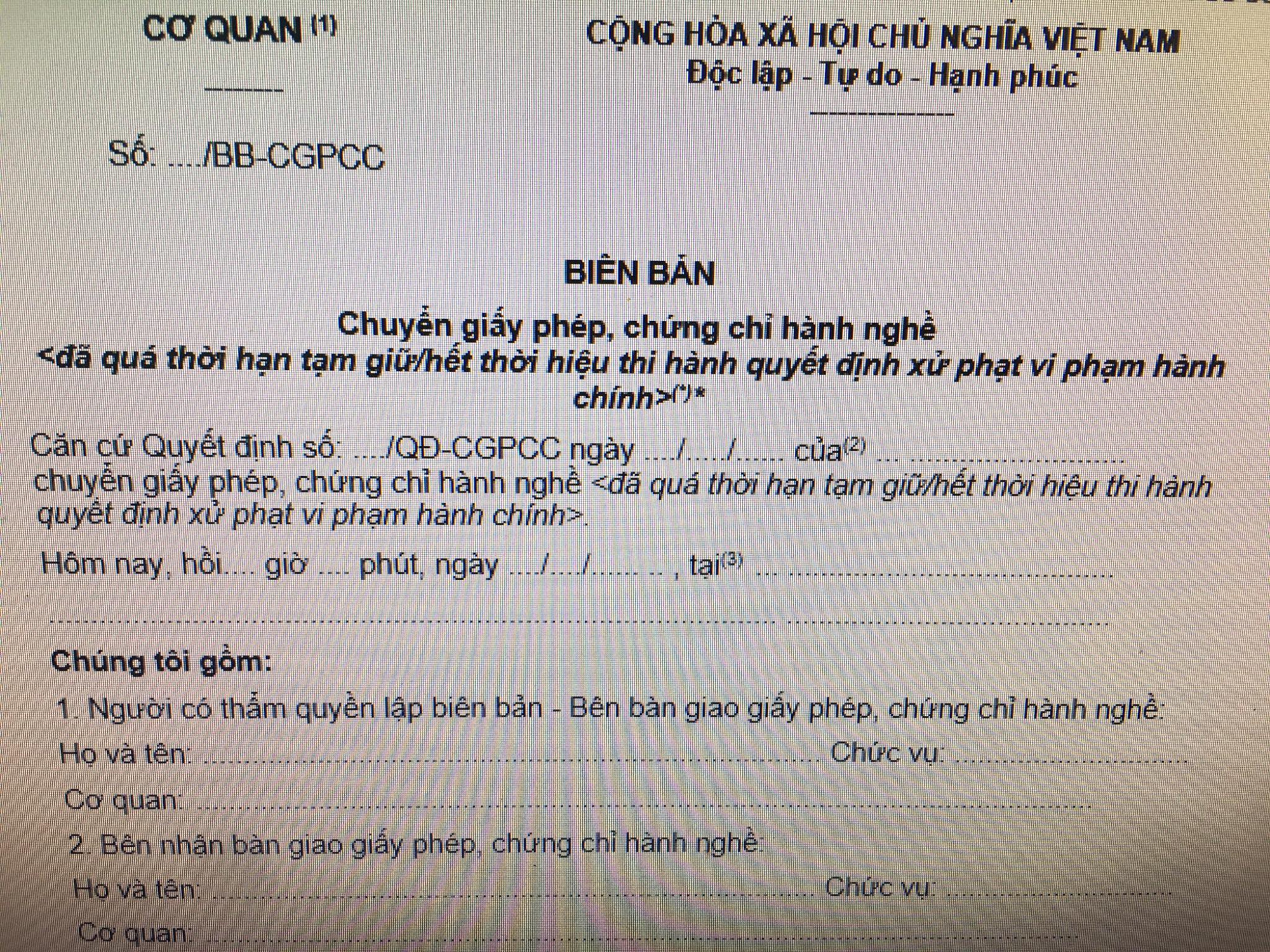 74 biểu mẫu mới sử dụng trong xử phạt vi phạm hành chính