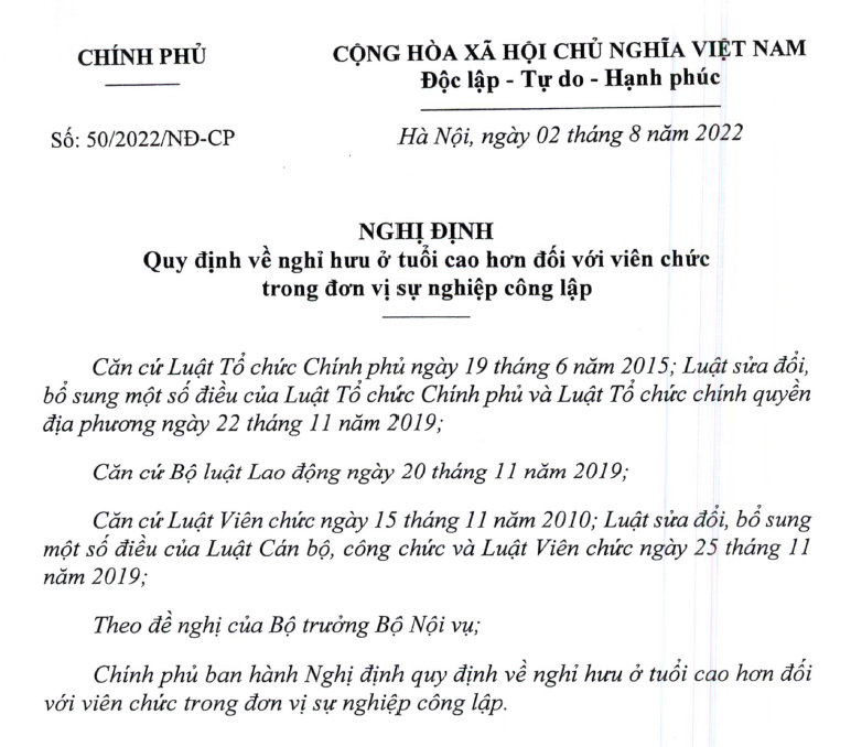 Quy định mới về nghỉ hưu ở tuổi cao hơn đối với viên chức